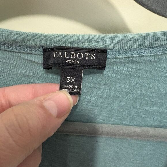 Talbots Cardigan Womens 3X Teal Blue Office Preppy Open Academia Casual Sweater - Picture 3 of 5